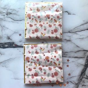 Pink flowers napkins x2